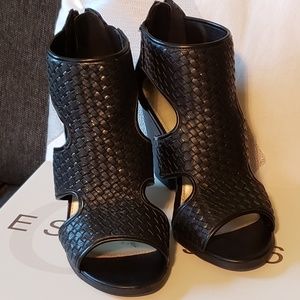 Black cut out booties